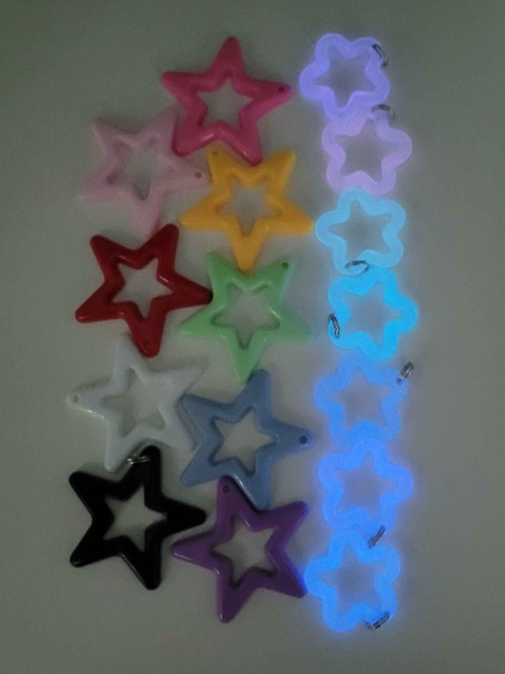 16 colors Star Earrings charms glow kandi kids SS hooks and silicone stoppers - Picture 7 of 9